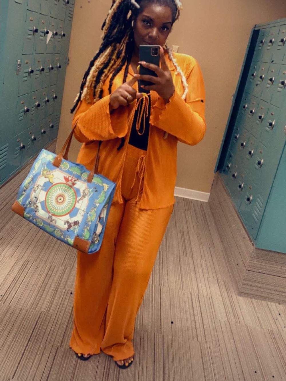 Sydney Plissé Pant Set – Orange (Fashion Nova) 3X Color: Vibrant Orange